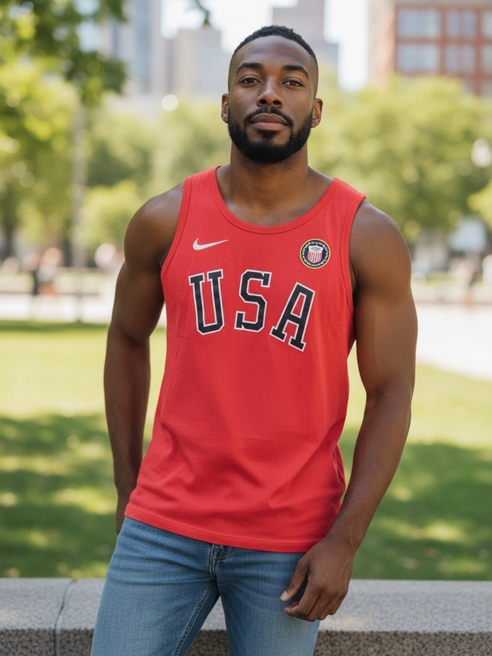 Nike men’s Red USA Graphic Tank Top